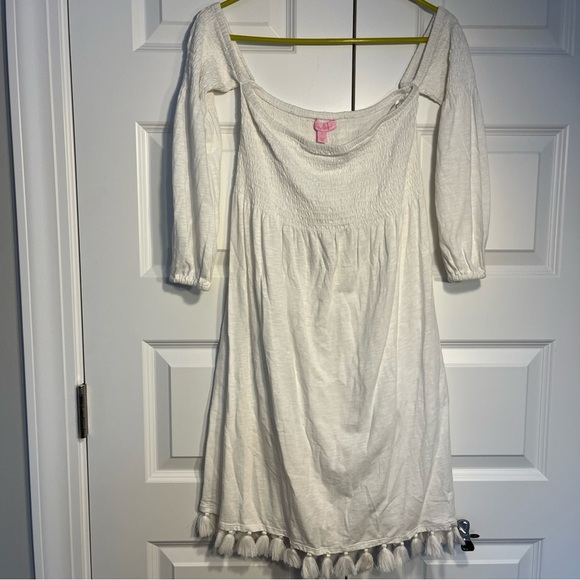 NEW Lilly Pulitzer Womens White Trina Beach Off the Shoulder Shift Dress Small - Picture 1 of 10